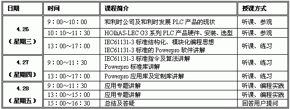 和利時(shí)4月小型PLC技術(shù)免費(fèi)培訓(xùn)班