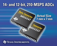 德州儀器推出12與14位210 MSPS ADC壯大高速ADC產(chǎn)品陣營(yíng)