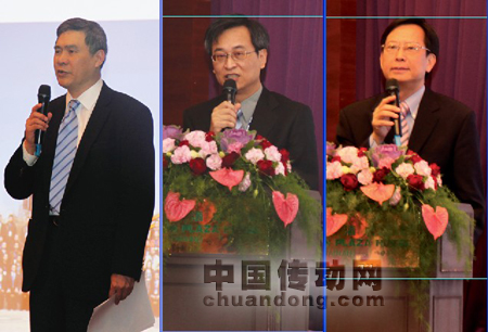 從左到右臺達副董事長海英俊，臺達機電事業(yè)部總經(jīng)理張訓海，中達電通總經(jīng)理王其鑫